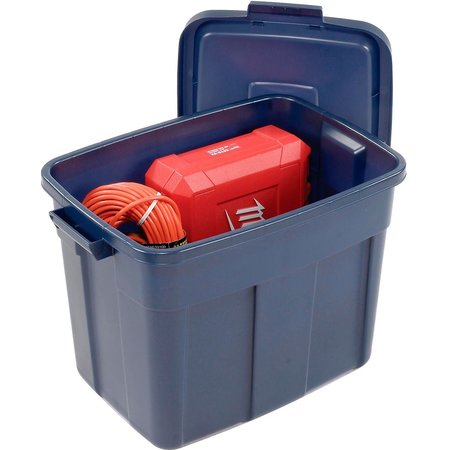 RUBBERMAID Storage Container, Blue, Polyethylene, 23-7/8 in L, 15-7/8 in W, 16-3/8 in H RMRT180006